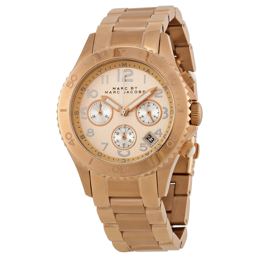 Marc Jacobs Rock Chronograph Rose Gold Dial Rose Gold Steel Strap Watch for Women - MBM3156