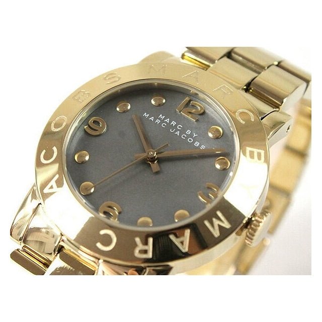 Marc Jacobs Amy Black Dial Gold Steel Strap Watch for Women - MBM3273