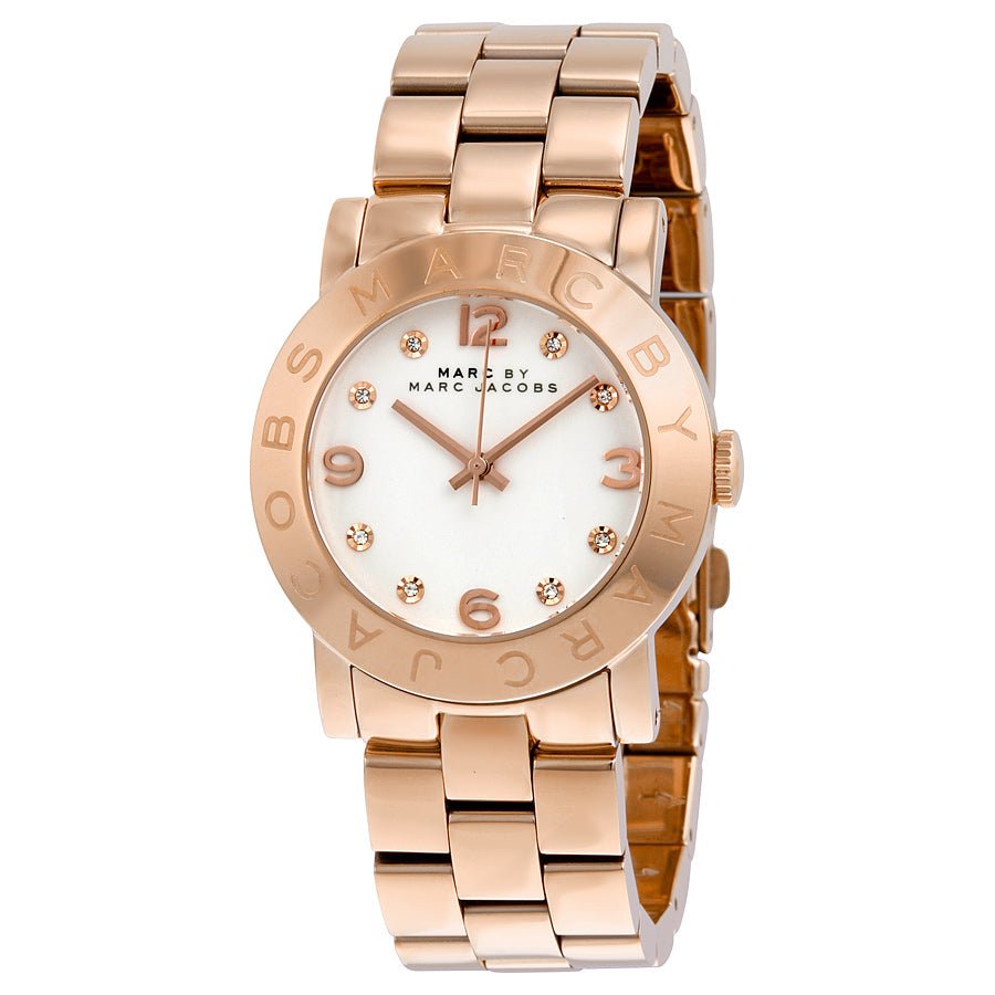 Marc Jacobs Amy White Dial Rose Gold Steel Strap Watch for Women - MBM3077