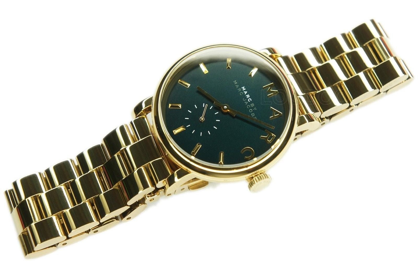 Marc Jacobs Baker Green Dial Gold Steel Strap Watch for Women - MBM3245