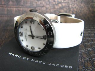 Marc Jacobs Blade White Dial White Leather Strap Watch for Women - MBM1223