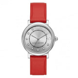 Marc Jacobs Roxy Silver Dial Red Leather Strap Watch for Women - MJ1632