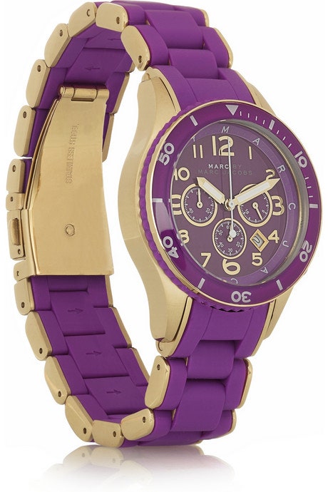 Marc Jacobs Rock Chronograph Purple Dial Purple Silicone Strap Watch for Women - MBM2549