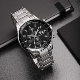 Maserati SFIDA Chronograph Black Dial Silver Steel Strap Watch For Men - R8873640015