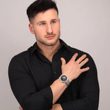 Maserati Stile Skeleton Automatic Black Dial Silver Steel Strap Watch For Men - R8823142002