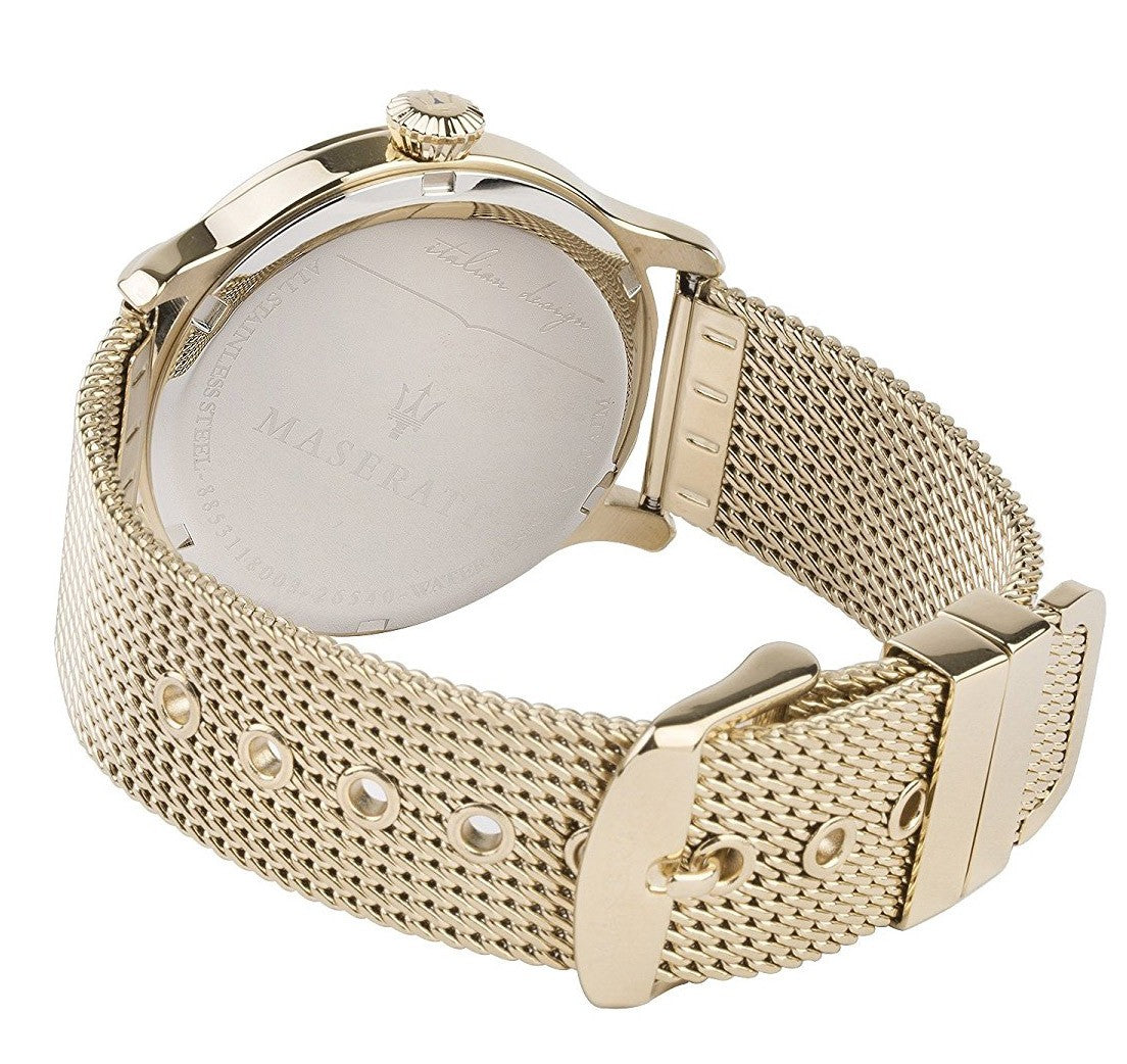 Maserati Epoca Golden Dial Golden Mesh Bracelet Watch For Men - R8853118003