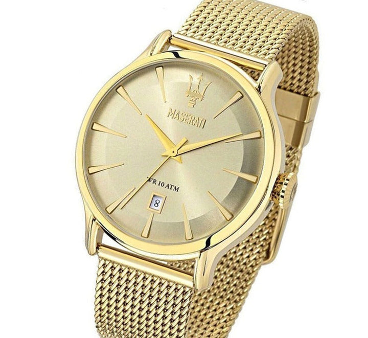Maserati Epoca Golden Dial Golden Mesh Bracelet Watch For Men - R8853118003