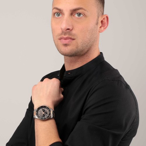 Maserati SFIDA Chronograph Black Dial Two Tone Steel Strap Watch For Men - R8873640002