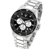 Maserati SFIDA Chronograph Black Dial Silver Steel Strap Watch For Men - R8873640004