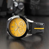 Maserati Traguardo Chronograph Yellow Dial Black Silicone Strap Watch For Men - R8871612045