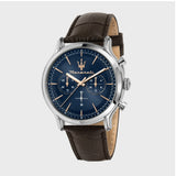 Maserati Epoca Chronograph Blue Dial Brown Leather Strap Watch For Men - R8871618014