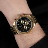 Maserati Stile 45mm Chronograph Black Dial Gold Steel Strap Watch For Men - R8873642001