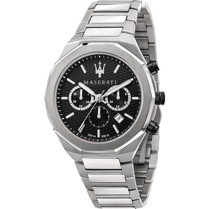Maserati Stile Chronograph Black Dial Silver Steel Strap Watch For Men - R8873642004