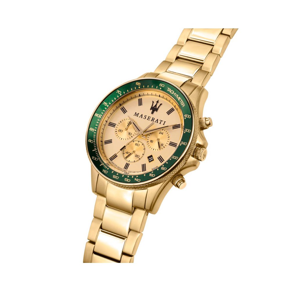 Maserati SFIDA Quartz Yellow Dial Gold Strap Watch For Men - R8873640005