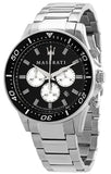 Maserati SFIDA Chronograph Black Dial Silver Steel Strap Watch For Men - R8873640004