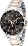 Maserati SFIDA Chronograph Black Dial Two Tone Steel Strap Watch For Men - R8873640002