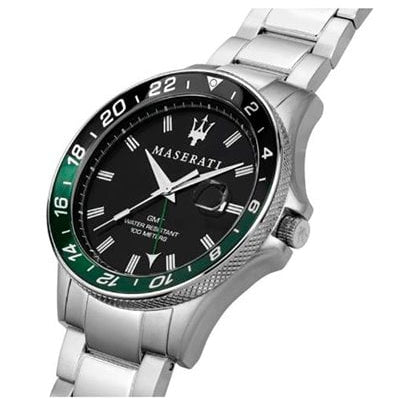 Maserati SFIDA Chronograph Black Dial Silver Steel Strap Watch For Men - R8853140005