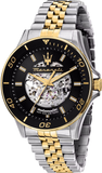 Maserati SFIDA Automatic Skeleton Black Dial Two Tone Steel Strap Watch For Men - R8823140010