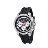 Maserati SFIDA Chronograph Black Silver Dial Black Rubber Strap Watch For Men - R8851123001