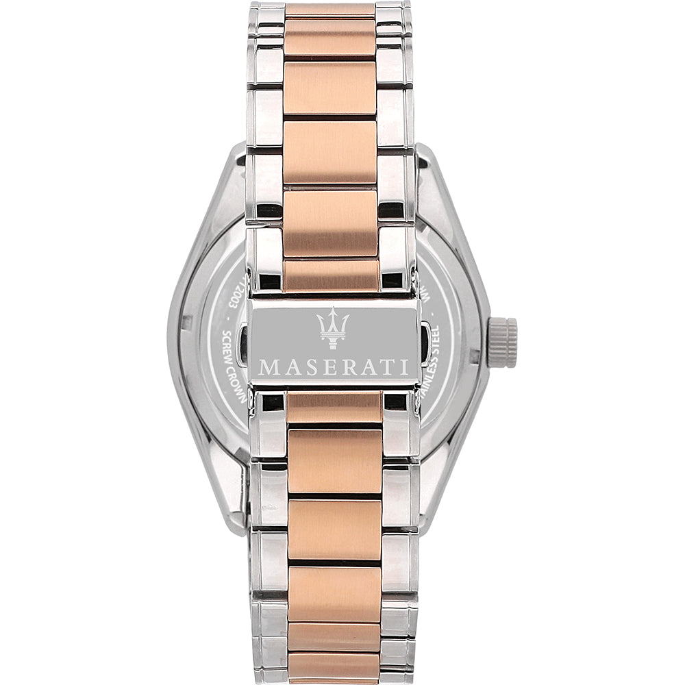 Maserati Traguardo Automatic White Dial Two Tone Steel Strap Watch For Men - R8823112001