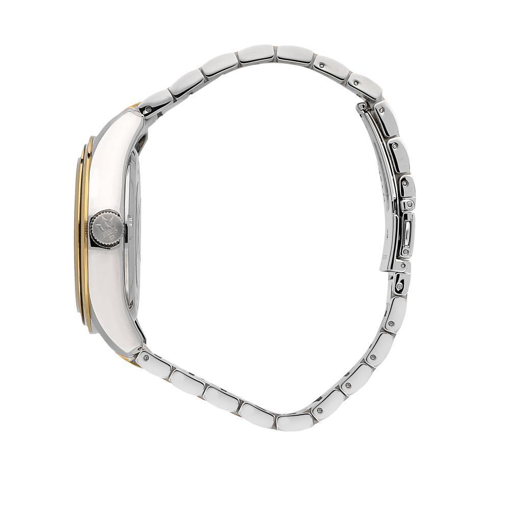 Maserati Traguardo Automatic White Skeleton Dial Two Tone Steel Strap Watch For Men - R8823112003