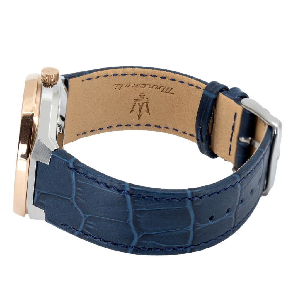 Maserati Stile Automatic Limited Edition White Dial Blue Leather Strap Watch For Men - R8821142001