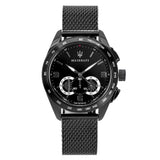 Maserati Traguardo Chronograph Black Dial Black Mesh Bracelet Watch For Men - R8873612031