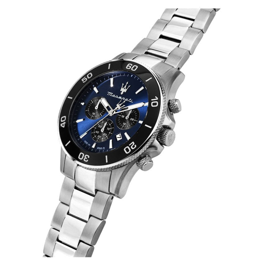 Maserati Competizione Chronograph Blue Dial Silver Steel Strap Watch For Men - R8873600009