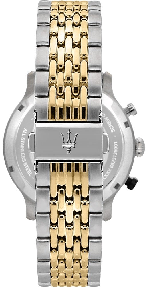 Maserati Legend Chronograph Brown Dial Two Tone Steel Strap Watch For Men - R8873638003