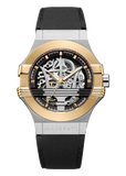 Maserati Potenza Automatic Skeleton Dial Black Leather Strap Watch For Men - R8821108011