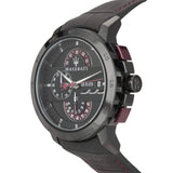 Maserati Ingegno Chronograph Black Dial Black Leather Strap Watch For Men - R8871619003
