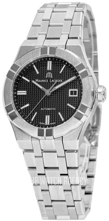 Maurice Lacroix Aikon Automatic Black Dial Silver Steel Strap Watch For Men - AI6008-SS002-330-1