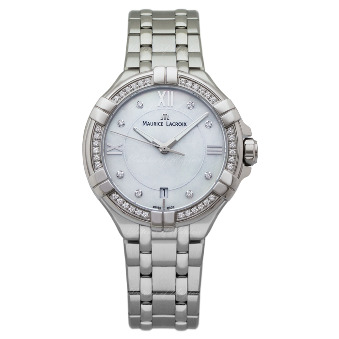 Maurice Lacroix Aikon White Mother of Pearl Dial Silver Steel Strap Watch for Women - A11006-SD502-170-1
