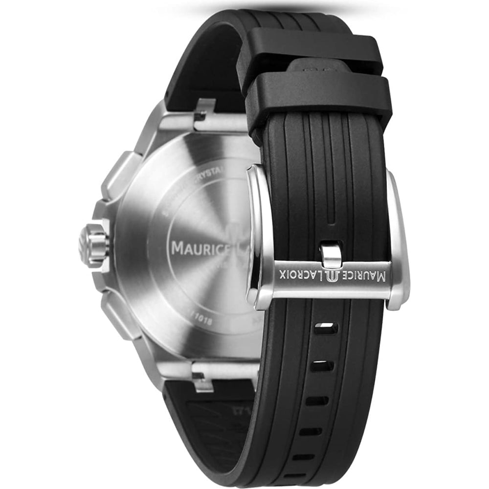 Maurice Lacroix Aikon Automatic Chronograph Black Dial Black Leather Strap Watch for Men - AI1808-SS000-330-2