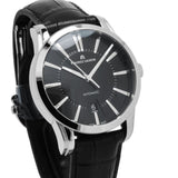 Maurice Lacroix Pontos Date Automatic Black Dial Black Leather Strap Watch For Men - PT6148-SS001-330