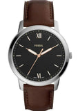 Fossil The Minimalist 3H Black Dial Brown Leather Strap Watch for Men - FS5464