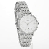 Fossil Jacqueline White Dial Silver Steel Strap Watch for Women - ES3545
