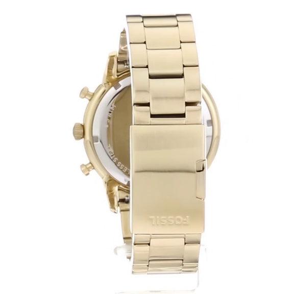 Fossil Townsman Chronograph White Dial Gold Steel Strap Watch for Men - FS5348