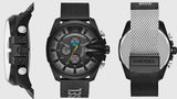 Diesel Mega Chief Chronograph Black Dial Black Mesh Bracelet Watch For Men - DZ4514