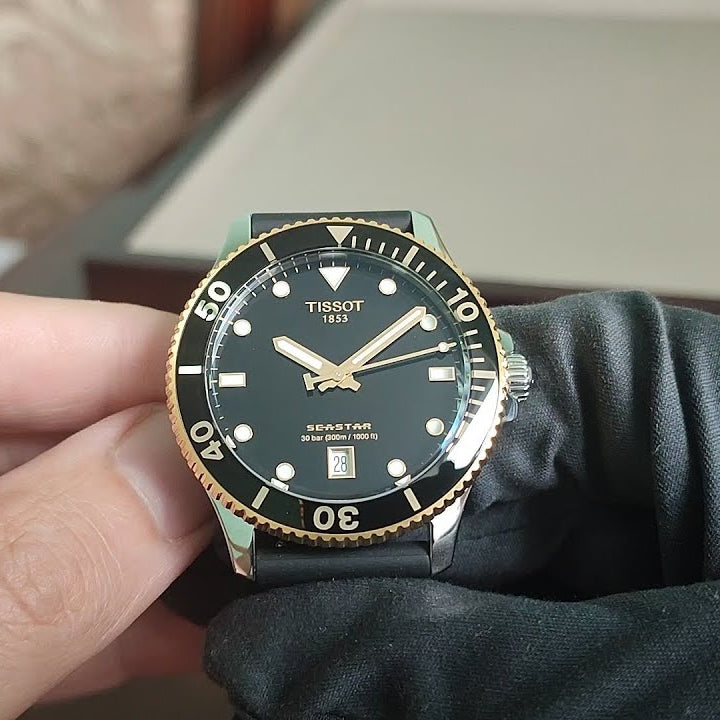 Tissot Seastar 1000 Black Dial Black Rubber Strap Watch For Men - T120.410.27.051.00