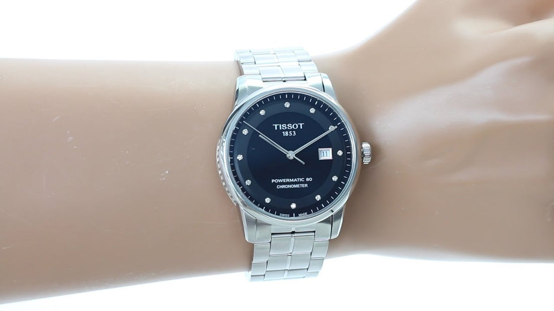 Tissot T Classic Luxury Powermatic 80 Black Dial Silver Steel Strap Watch For Men - T086.408.11.056.00