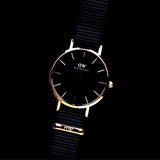 Daniel Wellington Petite Cornwall Black Dial Black Nylon Strap Watch for Women - DW00100247