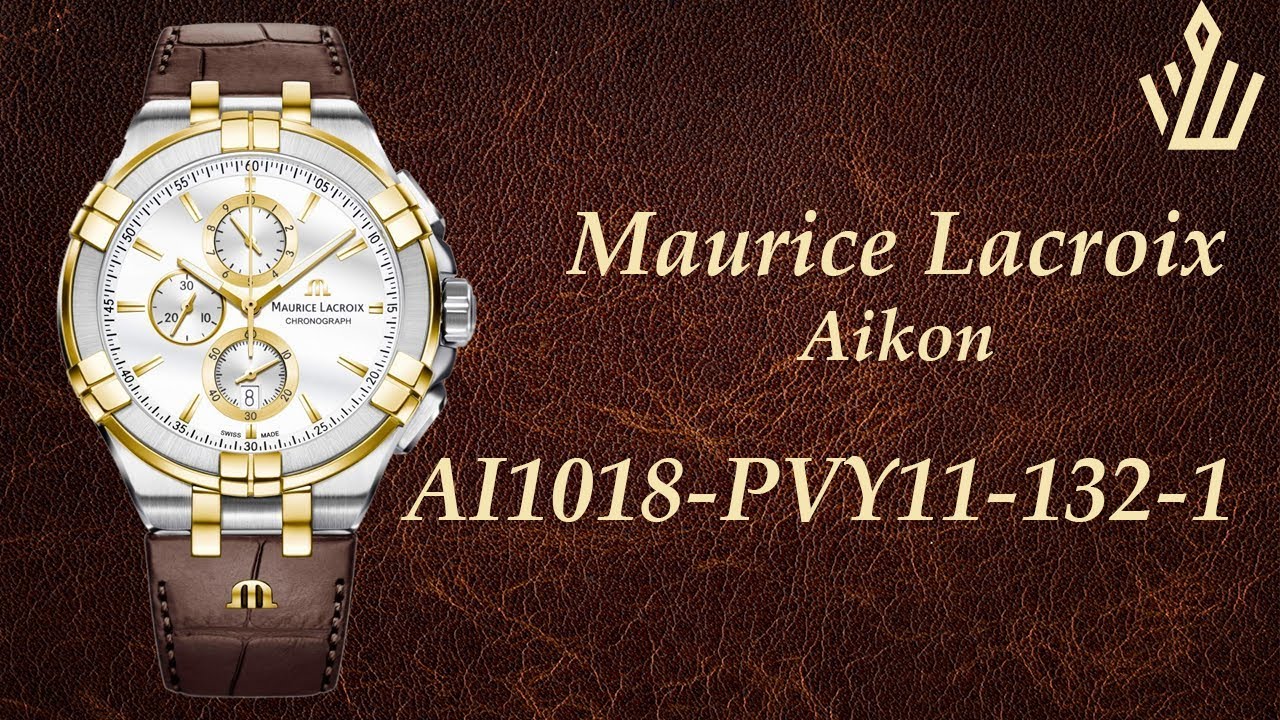 Maurice Lacroix Aikon Chronograph White Dial Brown Leather Strap Watch For Men - AI1018-PVY11-132-1