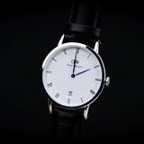 Daniel Wellington Dapper Sheffield White Dial Black Leather Strap Watch For Women - DW00100096