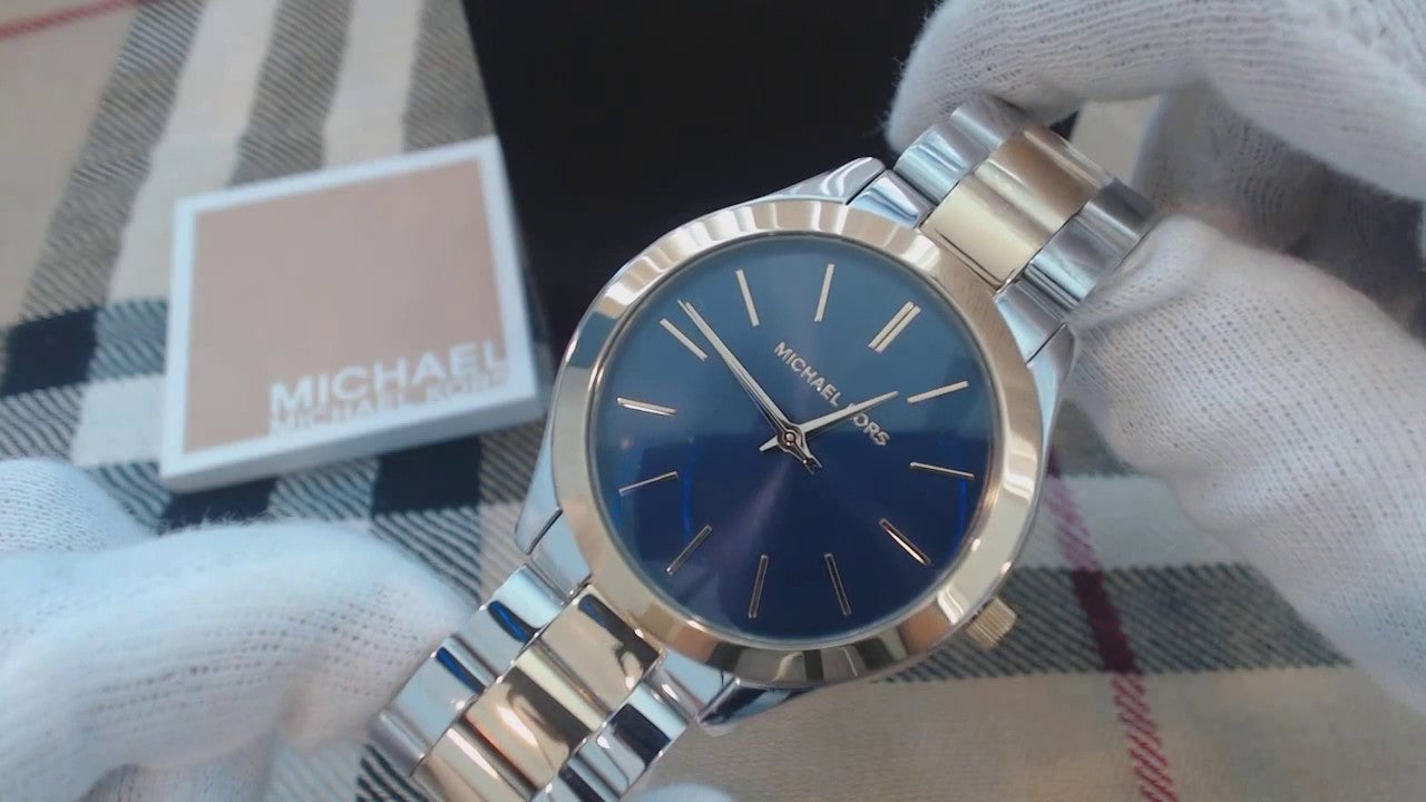 Michael Kors Slim Runway Blue Dial Two Tone Steel Strap Watch for Women - MK3479