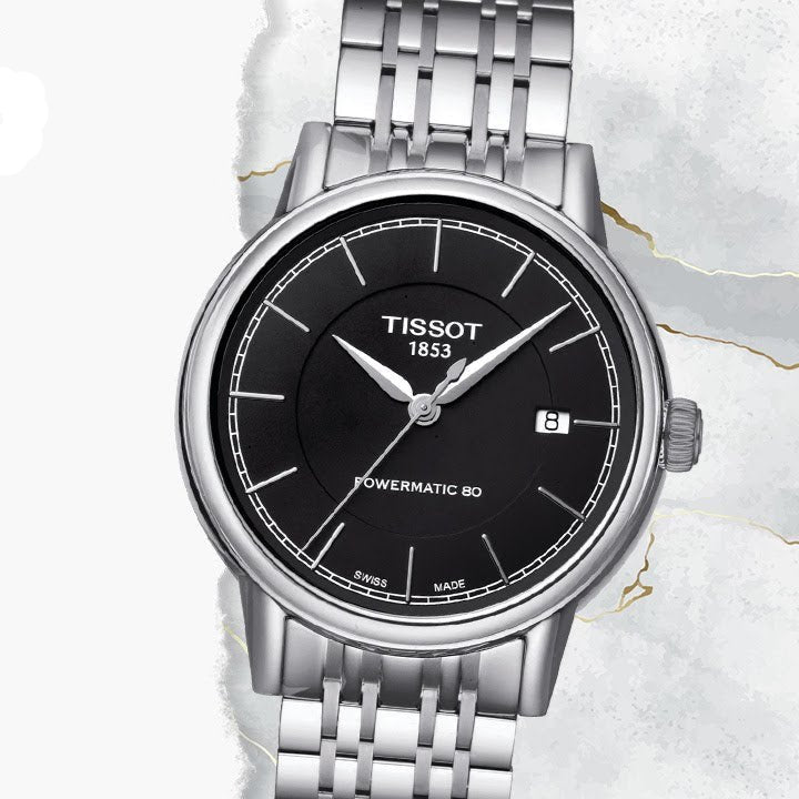 Tissot Carson Automatic Black Dial Silver Steel Strap Watch For Women - T085.207.11.051.00