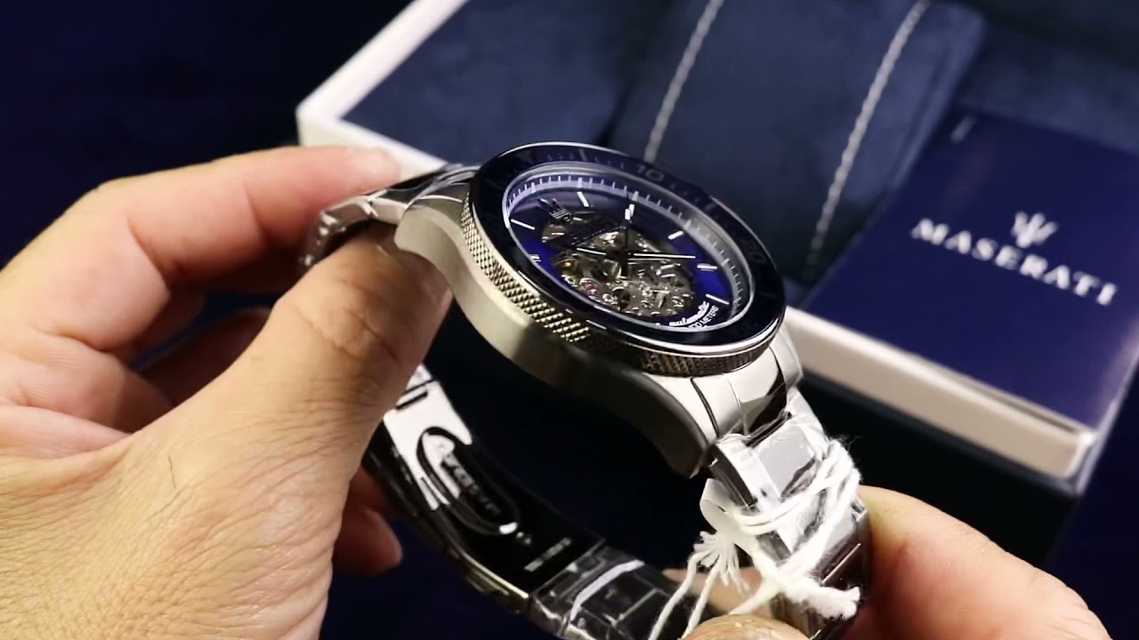 Maserati SFIDA Automatic Blue Dial Silver Steel Strap Watch For Men - R8823140001