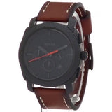 Fossil Machine Chronograph Black Dial Brown Leather Strap Watch for Men - FS5234