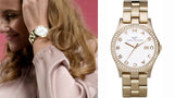 Marc Jacobs Henry Diamonds White Dial Gold Steel Strap Watch for Women - MBM3045