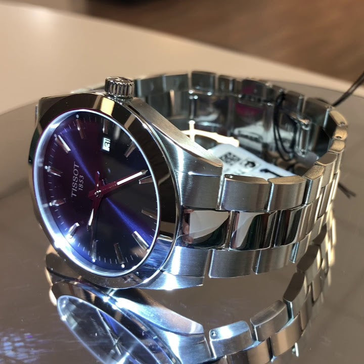 Tissot Gentleman Quartz Blue Dial Silver Steel Strap Watch For Men - T127.410.11.041.00